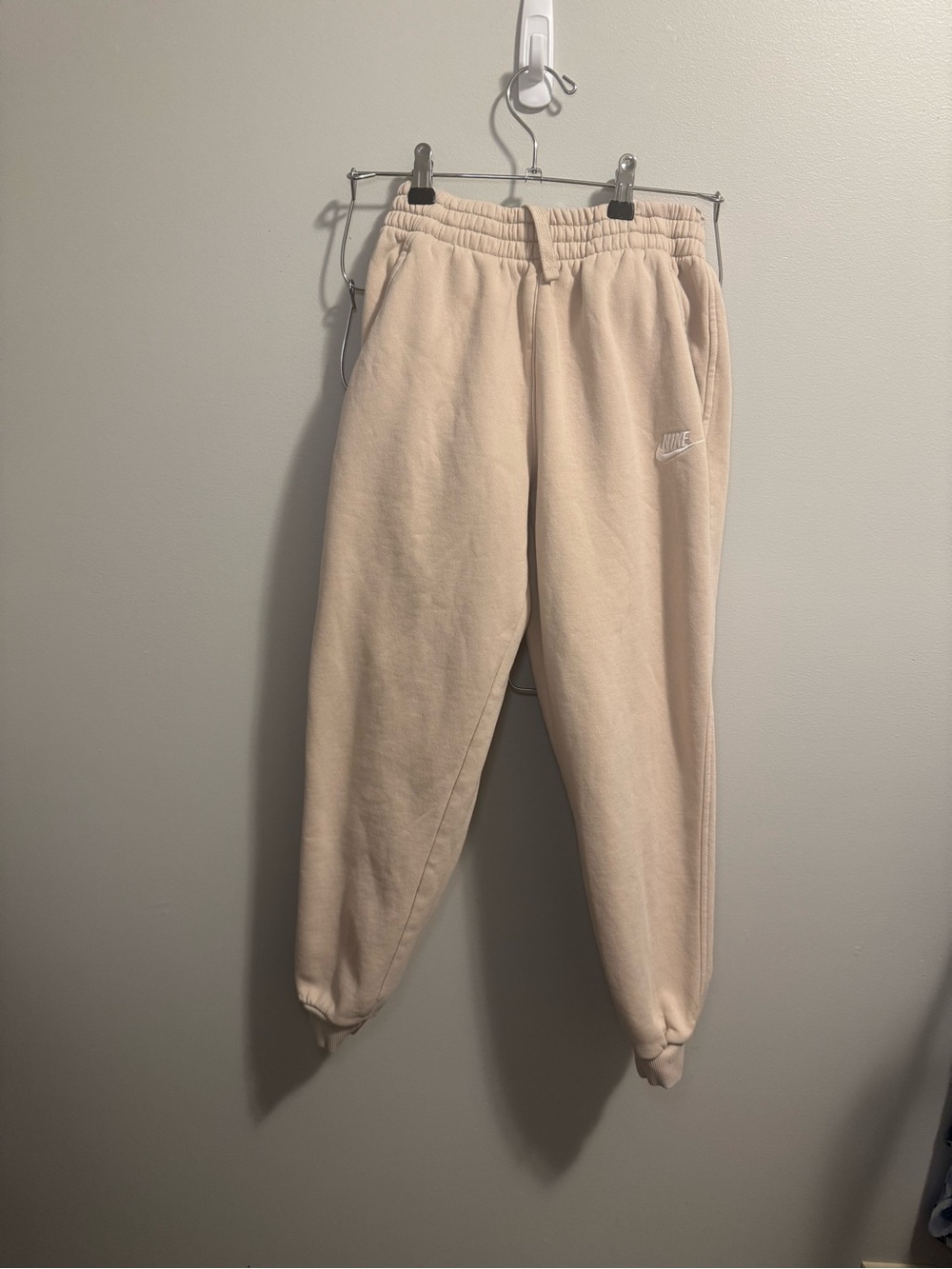 Nike Kids Cream/Tan Fleece Joggers with Embroidered Logo